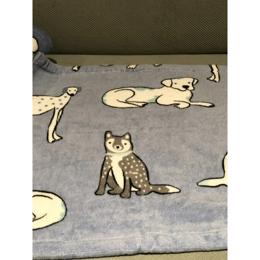 ARTISAN de LUXE HOME 2 Hand Towels & 2 Washcloths Cute Dog Print Blue Cotton New